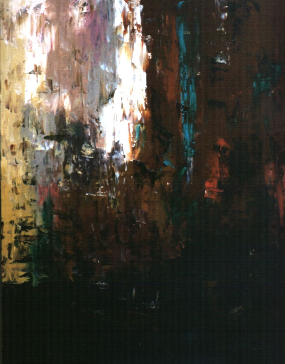 Abstract Landscape Oil Painting By Saroja Van Der Stegen, 30 X 38", Cityscape (Ref#:233-30F), Original Artwork