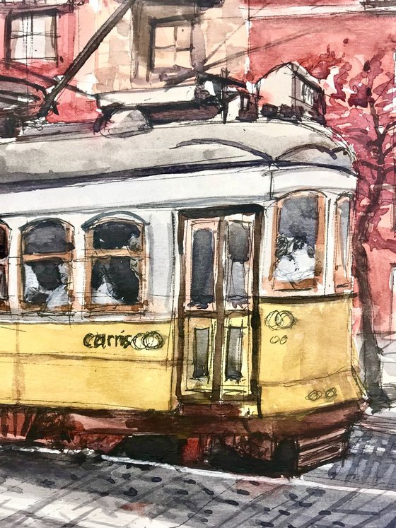 Yellow Tram of Lisbon - Portugal