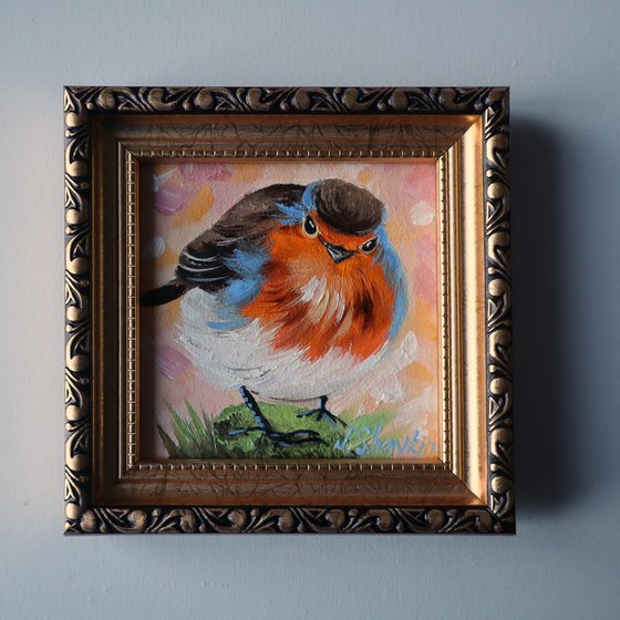 Robin Oil Painting on Canvas