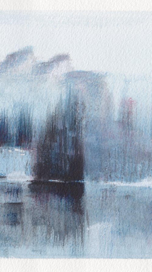 'Glassy Lake' Original Watercolour Painting | Winter | Snow by Stacey-Ann Cole