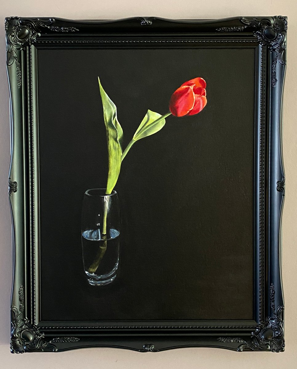 Photorealistic Still Life Acrylic Painting By Kaz Jones, 20 X 24", Red Princess, Original Artwork