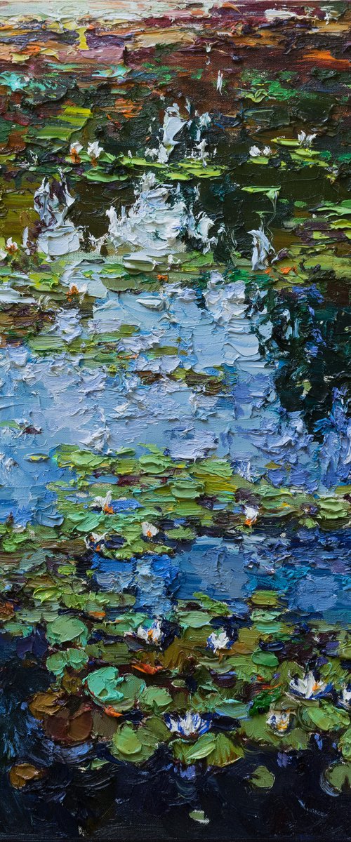 White water Lilies - Original Oil painting by Anastasiia Valiulina