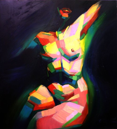 Cubistic sitting nude (2014) by Corné Akkers