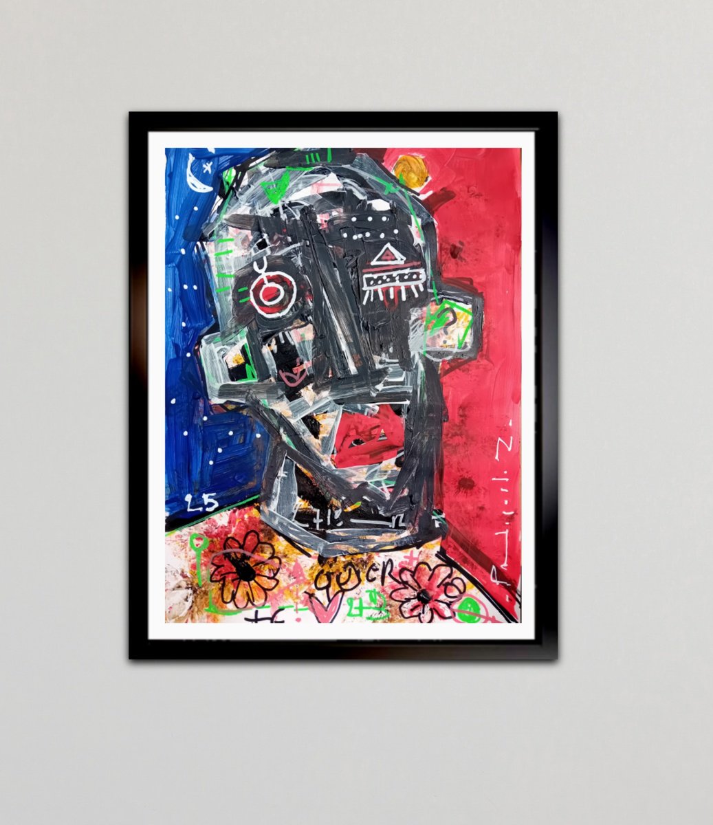 Abstract Portrait Acrylic Painting By Dimitris Pavlopoulos, 12 X 17, Anonimo # 42, Original Artwork