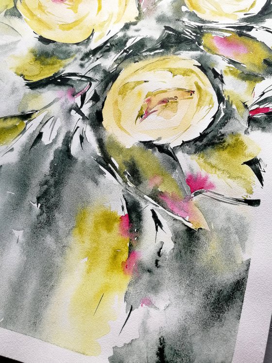 Yellow roses painting.