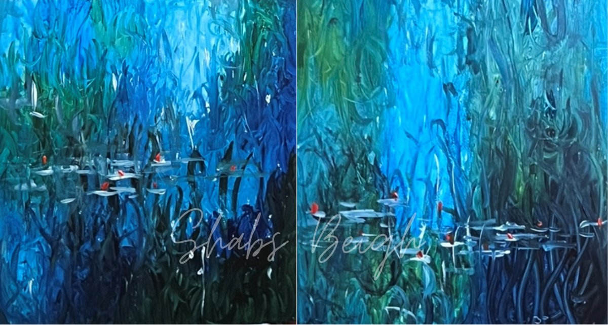  After Monet 2 (Diptych) By Shabs Beigh, 16 X 16, Artwork For Sale On Artfinder