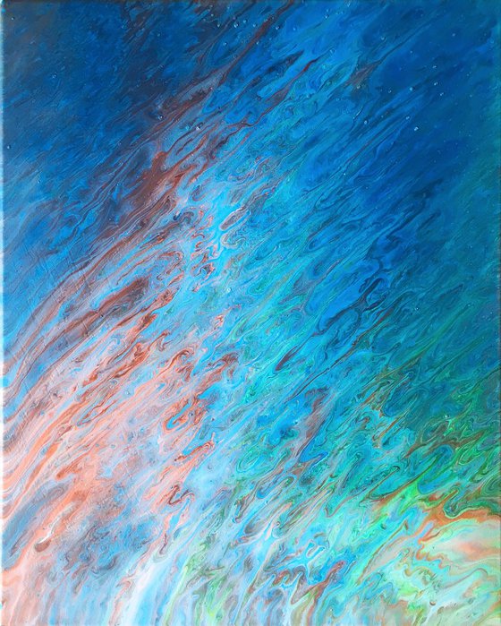 "Fire and Water" - Original Abstract PMS Acrylic Painting - 16 x 20 inches