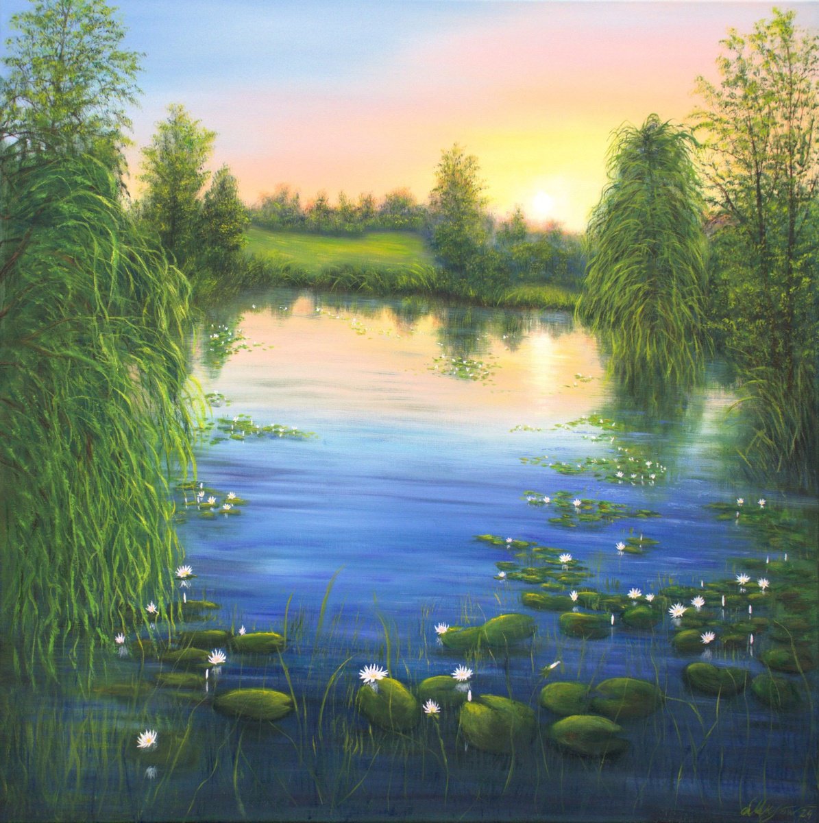 Water lily pond by sunrise by Ludmilla Ukrow