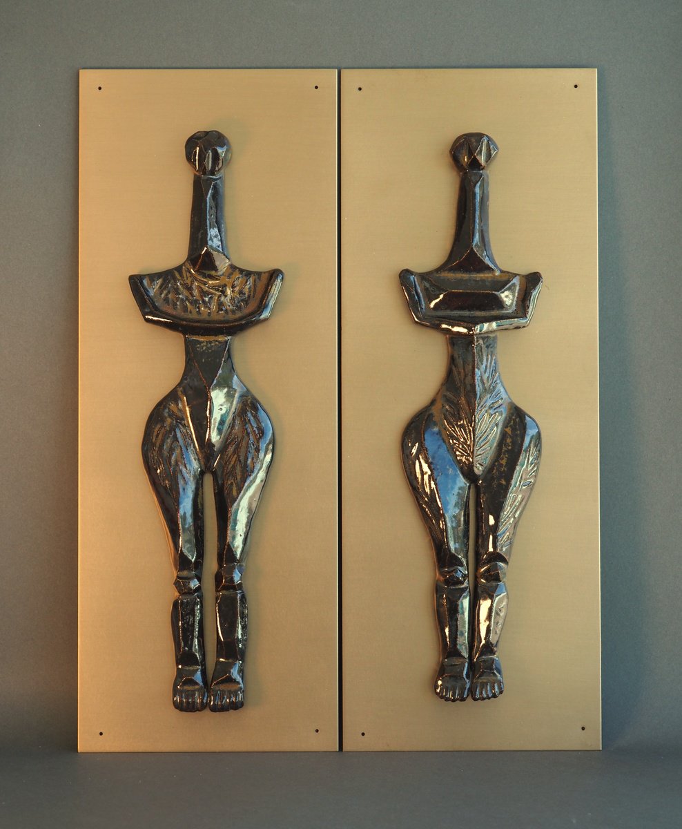Geometric Relief , Diptych By Linda Cares, 7 X 19, Artwork For Sale On Artfinder