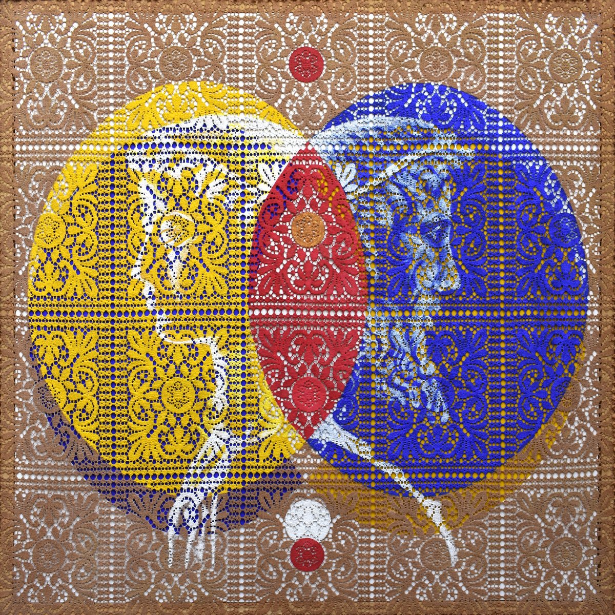 Abstract Portrait Oil Painting By Milena Nicosia, 39 X 39", Erma Bifronte, Original Artwork