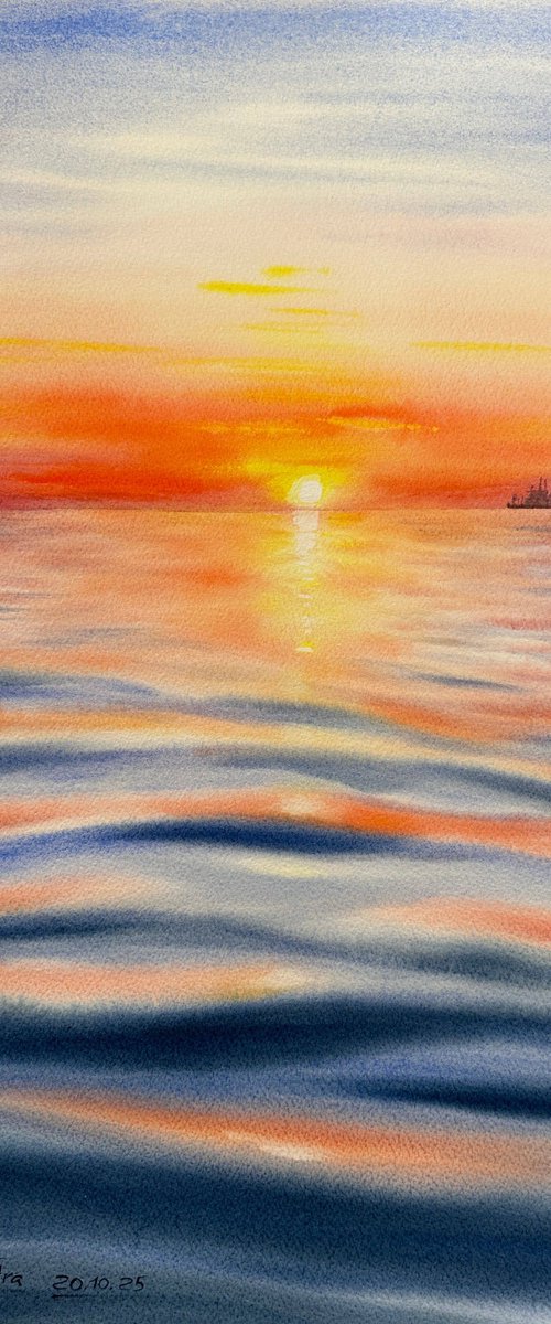 Native sunset over the sea by Oleksandra Padushyna