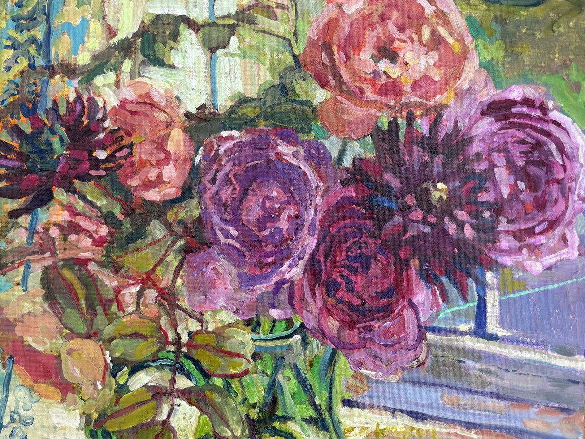 Roses And Dahlias By Emma Pilkington, 17 X 13, Artwork For Sale On Artfinder