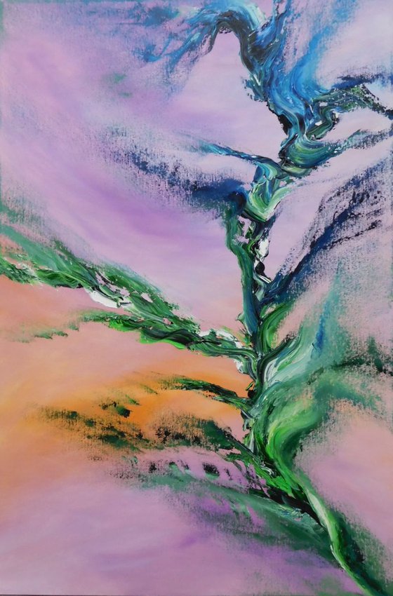 Tree of truth - 60x90 cm, Original abstract painting, oil on canvas
