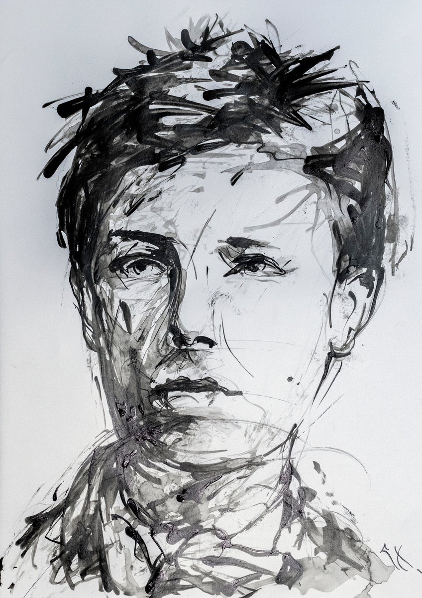 Arthur RIMBAUD, EXPRESSIVE INK drawing by Lionel Le Jeune