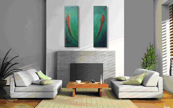 Soulmates III - Turquoise diptych - 30x20