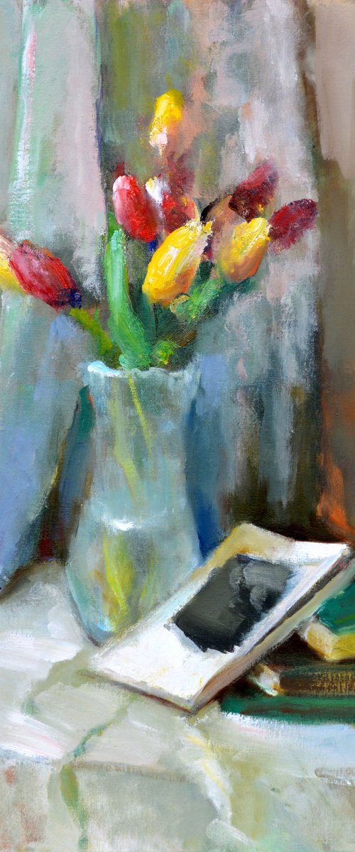 Still life with tulips by Elena Lukina