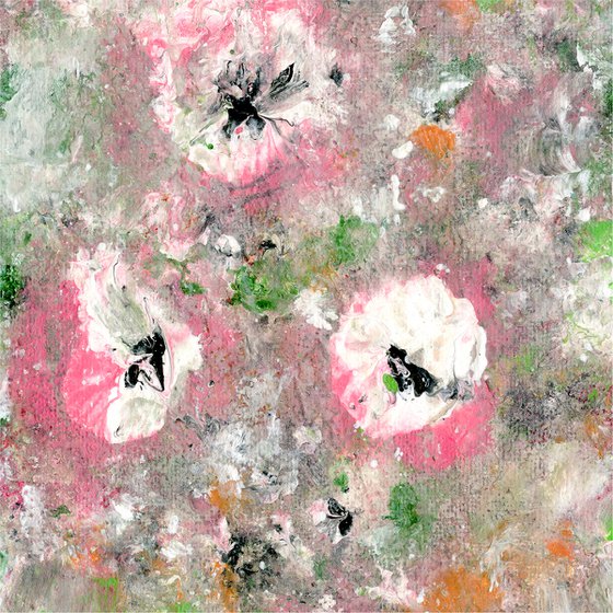 Cottage Chic Blooms - Floral Painting by Kathy Morton Stanion