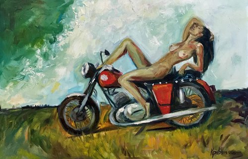 Motorcycle girl by Kateryna Krivchach