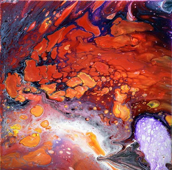 Fire of Love - Acrylic Pour Painting