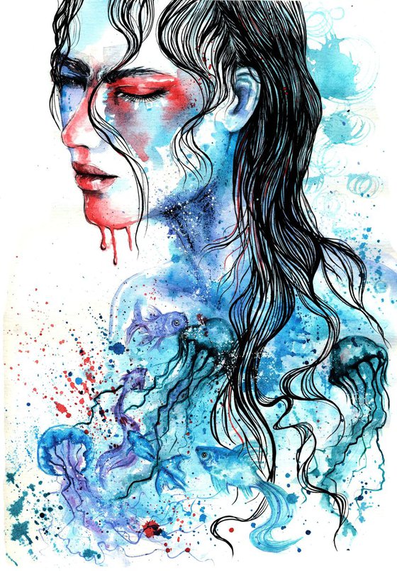 Life Below Water Watercolour by Doriana Popa | Artfinder