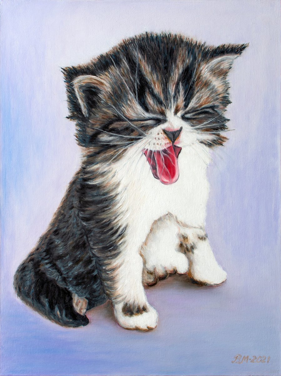 Meow! - original oil painting, cat painting, home decor, gift, wall art, art for sale, art... by Vera Melnyk