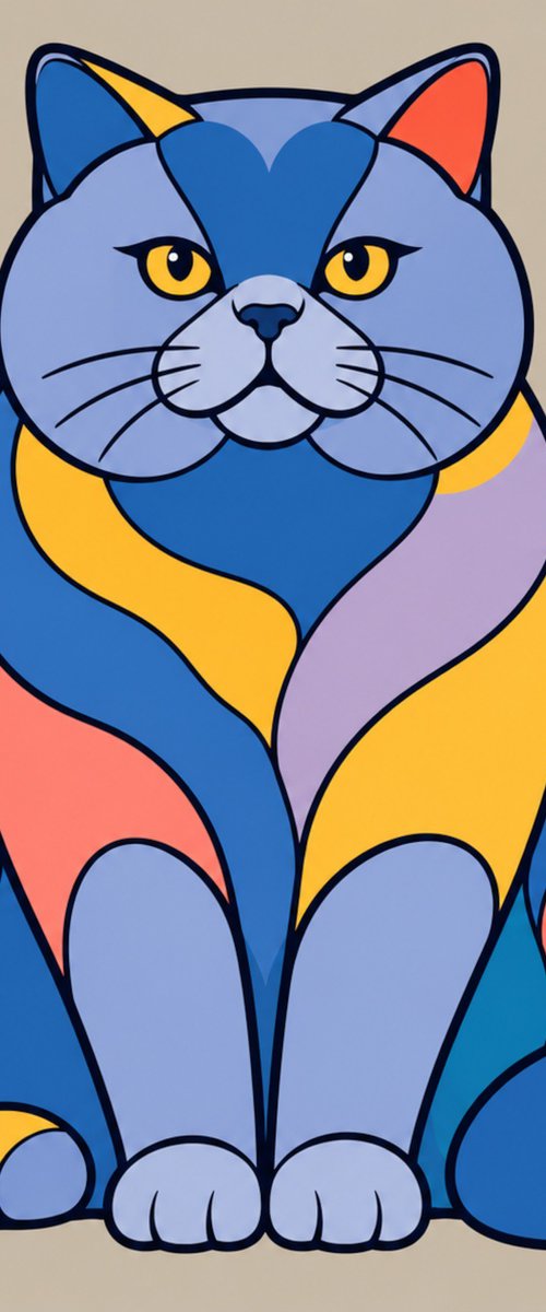 Colorful British Shorthair Cat #10 by Marina Krylova