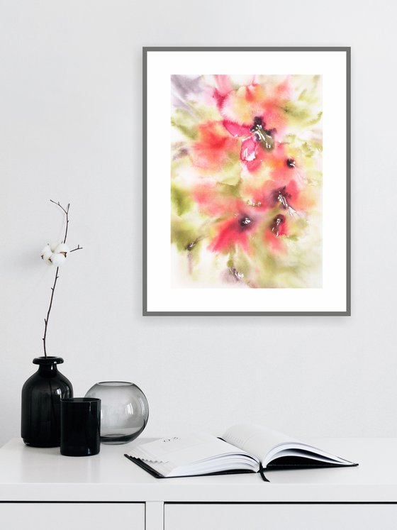 Red abstract flowers