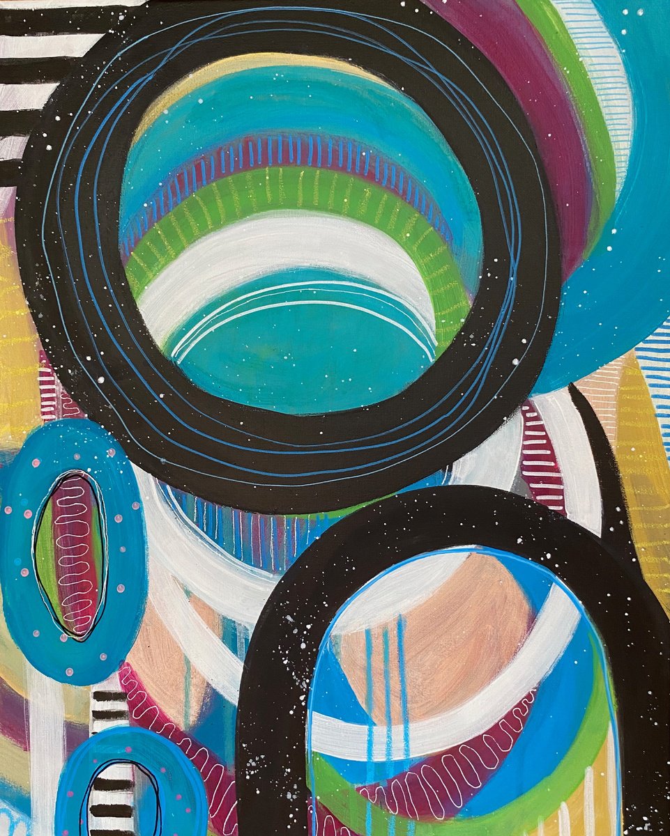 Geometric Abstract Painting By Kate Marion Lapierre, 16 X 20", Feeling Festive, Original Artwork