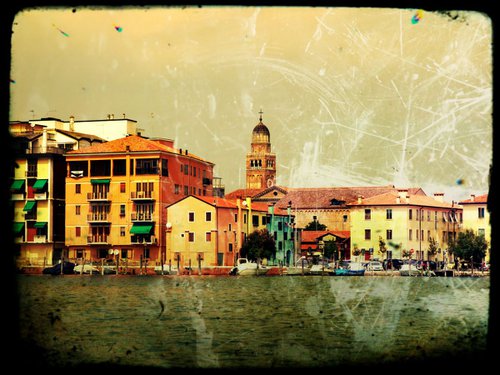 Venice sister town Chioggia in Italy - 60x80x4cm print on canvas 00890m3 READY to HANG by Kuebler
