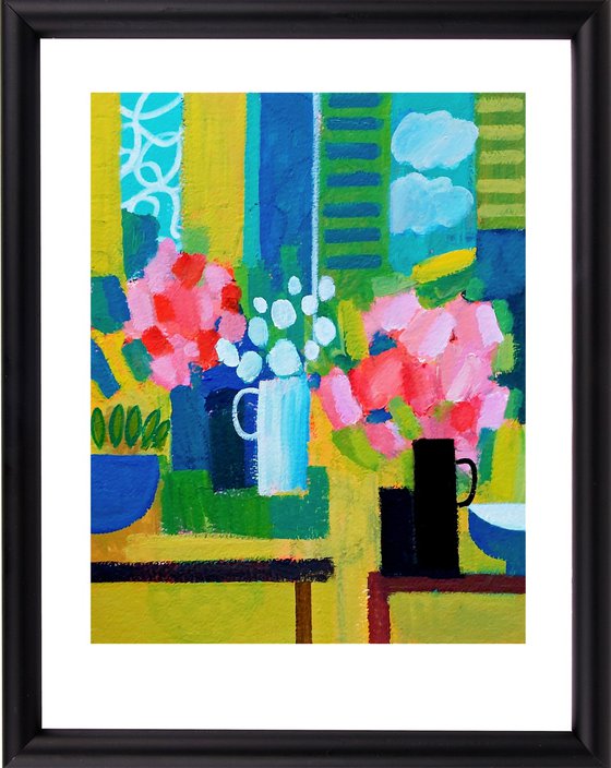 Interior with Pink Flowers