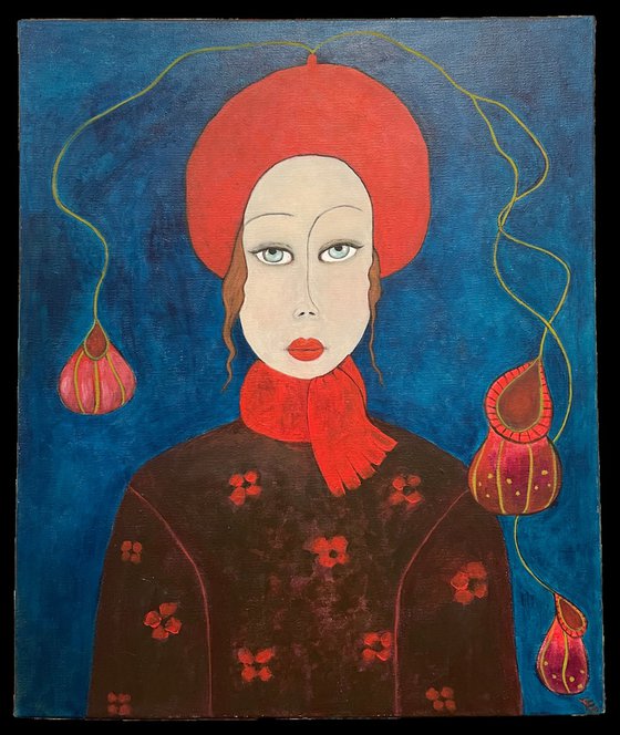 THE LADY WITH A STRAWBERRY BEANIE