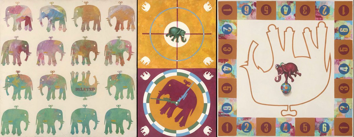 Urban And Pop Painting , The Elephant Triptych By Marcello Carrozzini, 71 X 28, Artwork For Sale On Artfinder