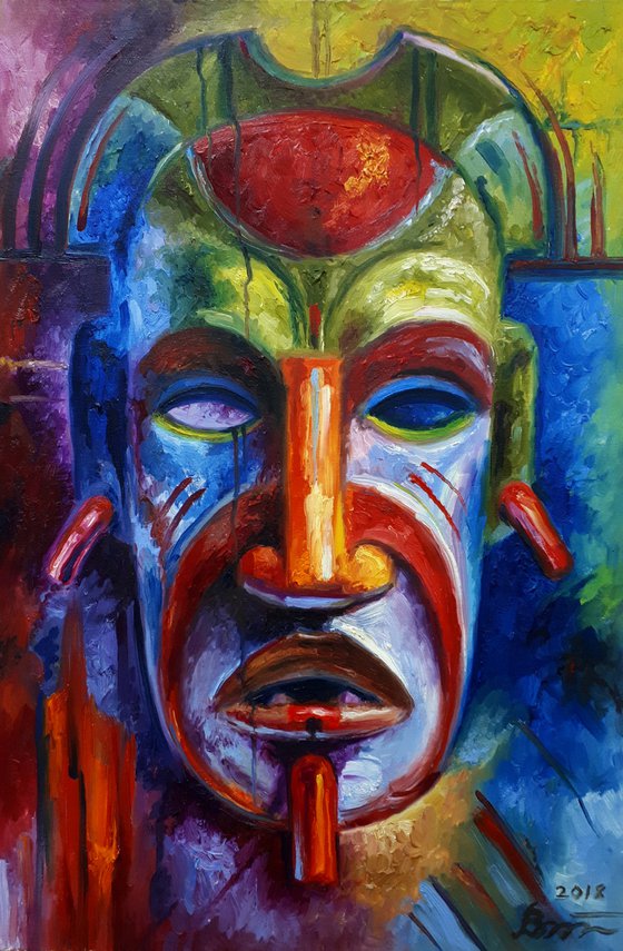 Colorful mask of Tribal shaman