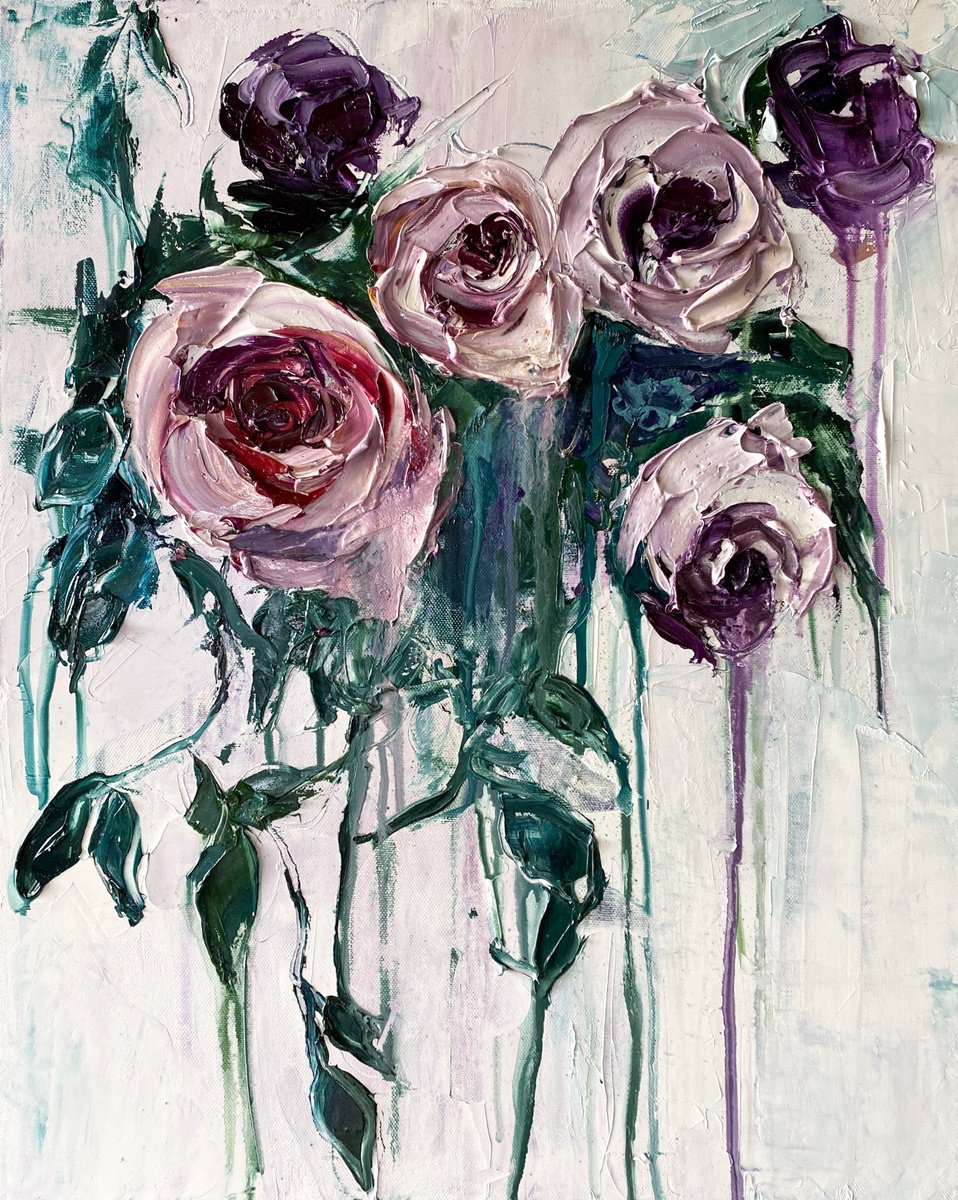Flowing Dusty Roses Ii By Mily Art, 16 X 20, Artwork For Sale On Artfinder