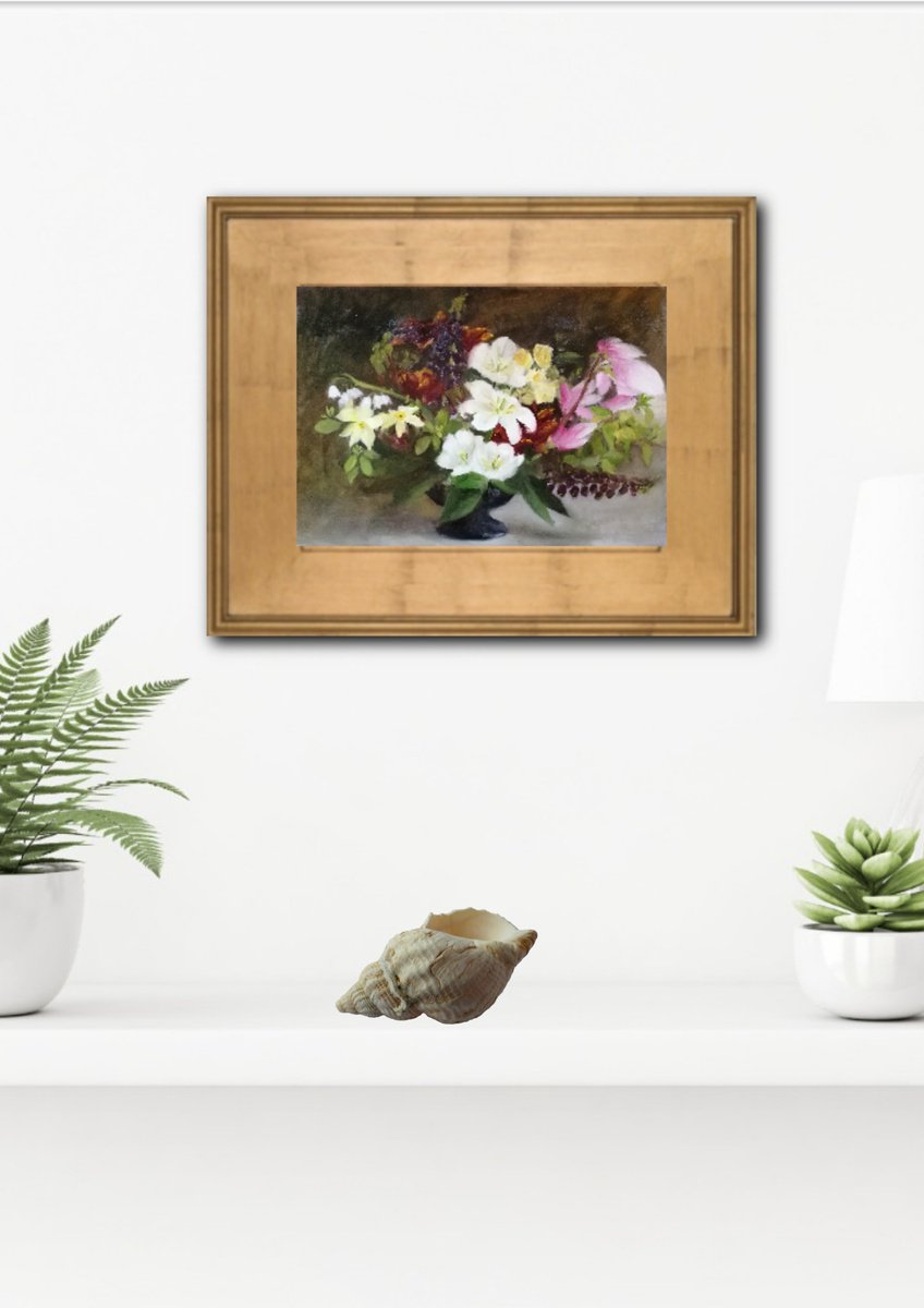 Expressive Botanical Oil Painting By Daniela Roughsedge, 16 X 12, Spring Whispers, Original Artwork