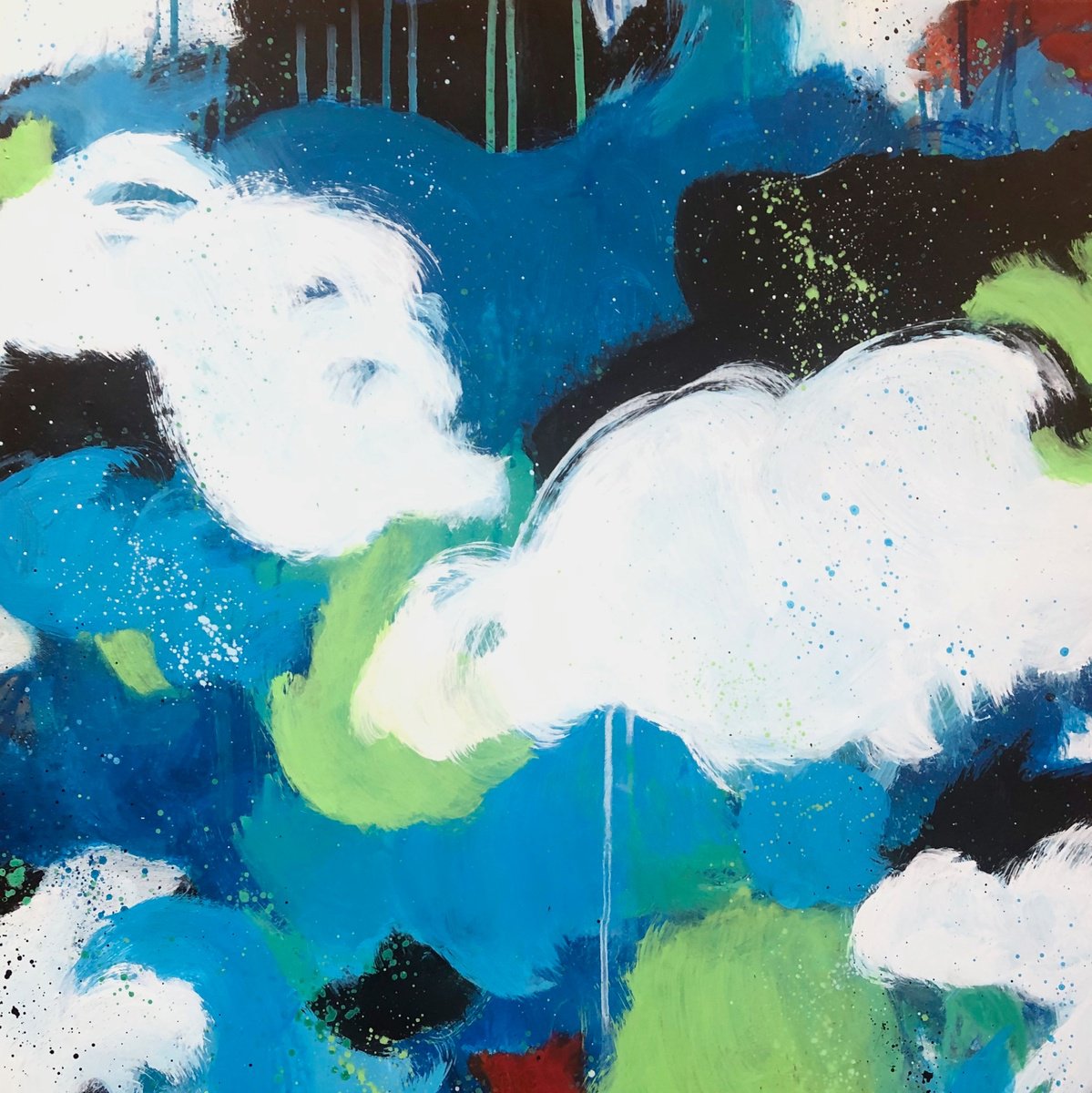 Abstract Landscape Acrylic Painting By Kate Marion Lapierre, 24 X 24", Swirling Around, Original Artwork