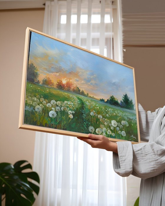 Landscape with dandelions