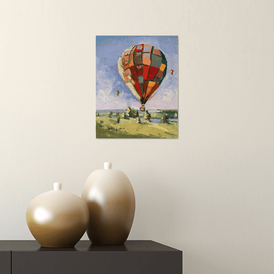 Landscape with an air balloon.