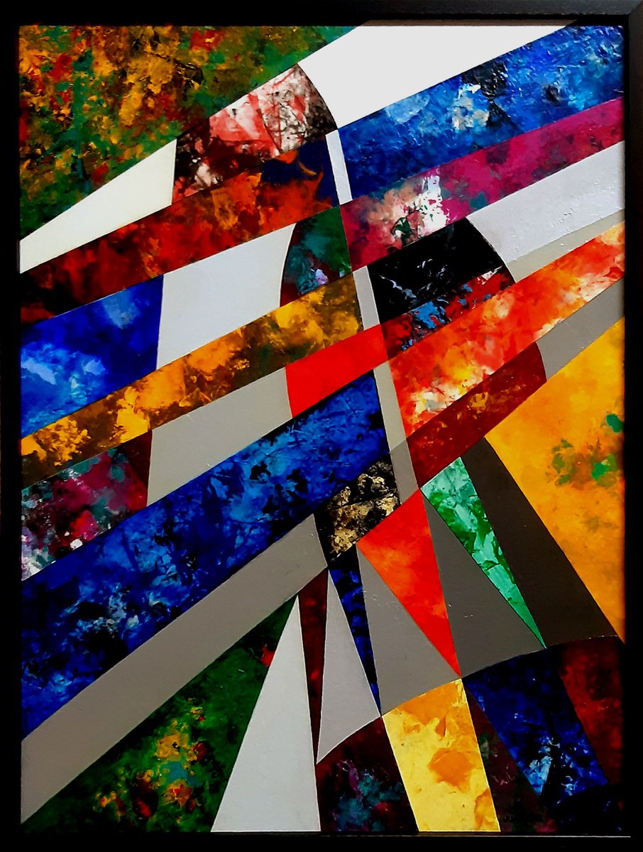 Abstract Acrylic Painting By Juan Pita, 20 X 27", Texcollage (M23), Original Artwork