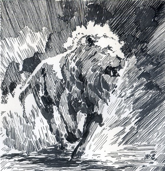 Running lion