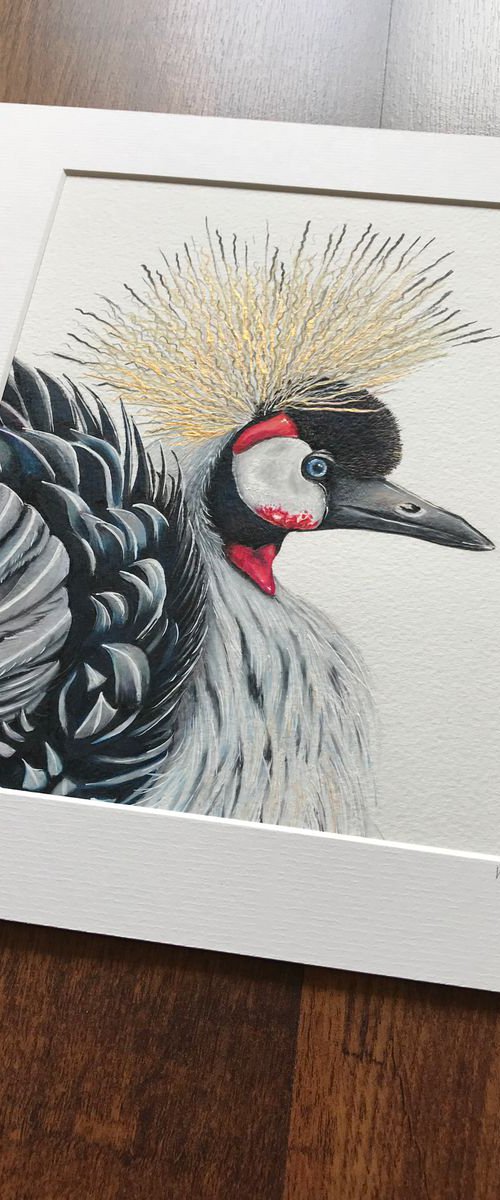 Crested Crane by Karen Elaine  Evans