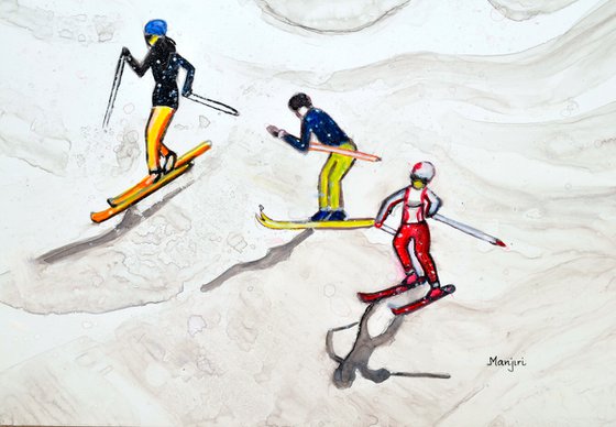 Winter Skiing landscape II miniature figures
