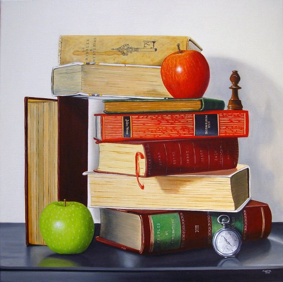 Apples on books