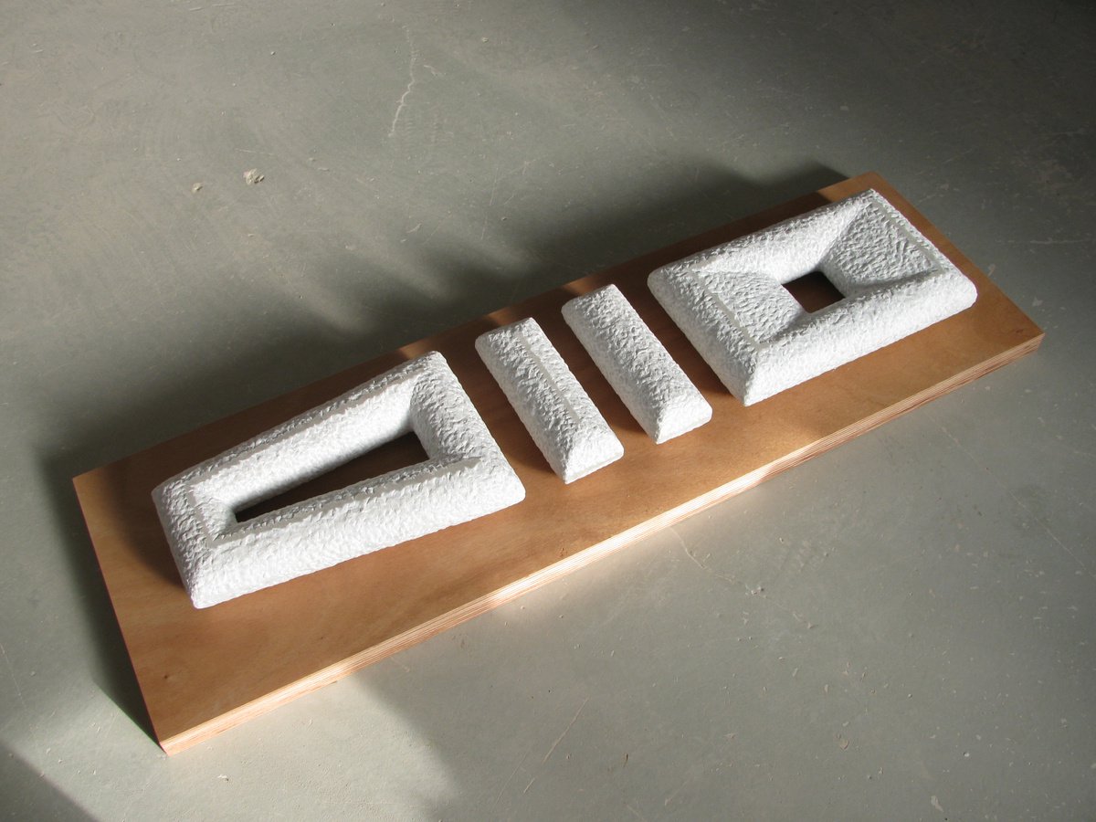 Abstract Stone Sculpture By Fieke De Roij, 51 X 5, Marble Script, Original Artwork