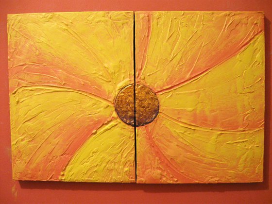 original abstract flower painting art canvas - 23 x 16 inches