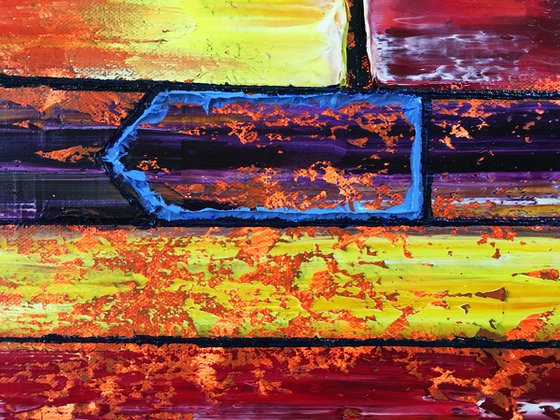 "The Grown-Ups Are Talking" - Original Xt Large PMS Abstract Triptych Oil Paintings On Canvas and Recycled Wood - 76" x 26"