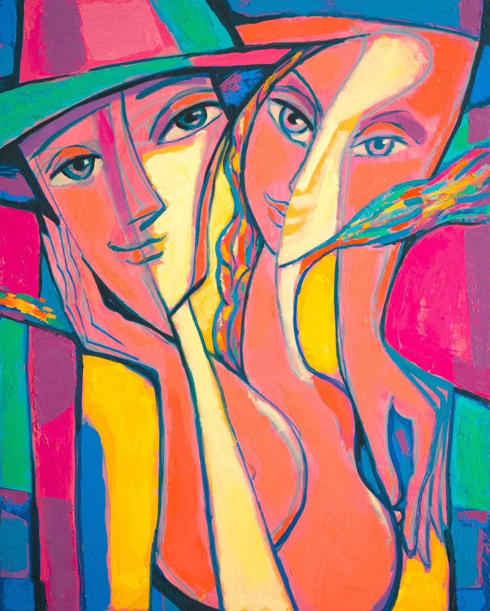 Expressive Portrait Oil Painting By Rumen Sazdov, 31 X 39", Your Lock Of Hair, Original Artwork