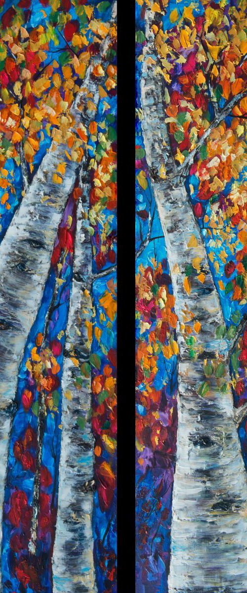 Fall in Rockies Diptych by Lena Owens at OLena Art