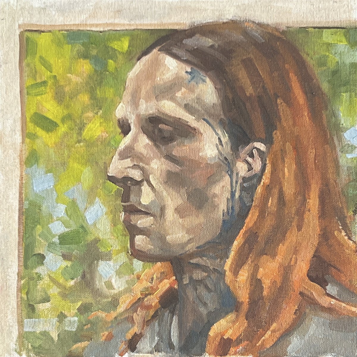 Impressionistic Portrait Oil Painting By Louise Gillard, 12 X 12", Portrait Of A Man, Original Artwork