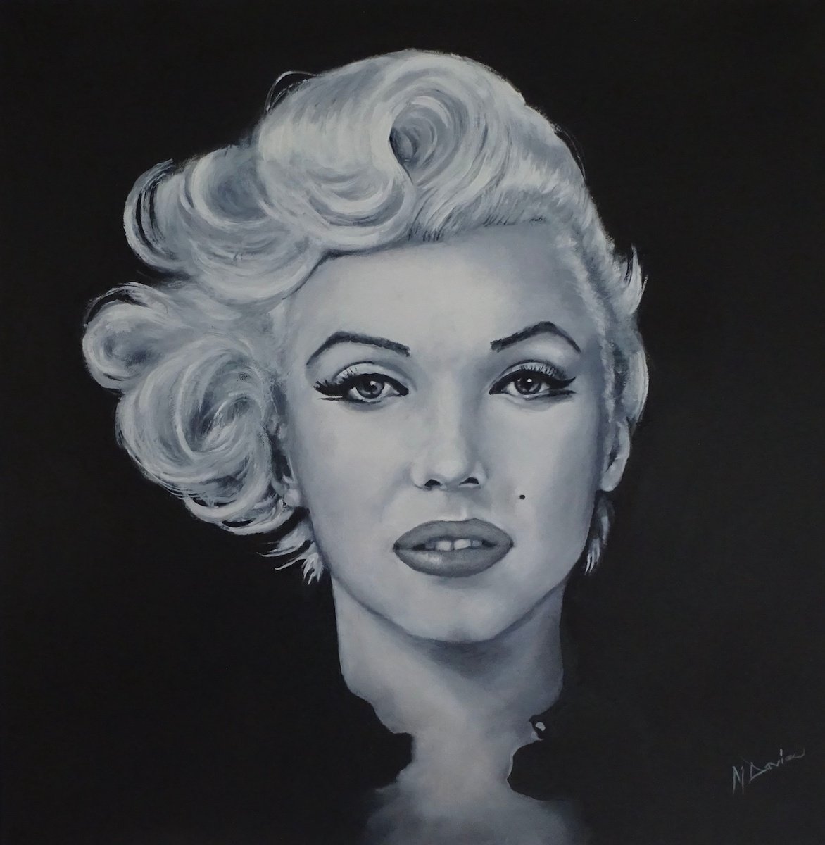 Photorealistic Portrait Oil Painting By Mel Davies Original Art, 24 X 24", Marilyn Monroe, Original Artwork